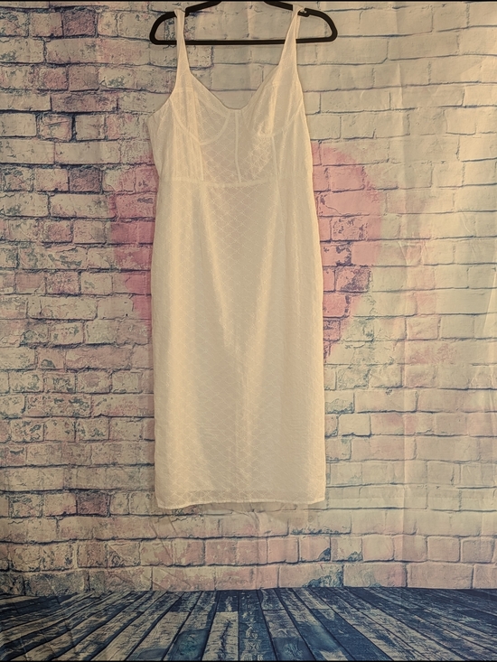 RIHOAS Dresses & Skirts - RIHOAS White Sheer Diamond-Textured Slip Dress